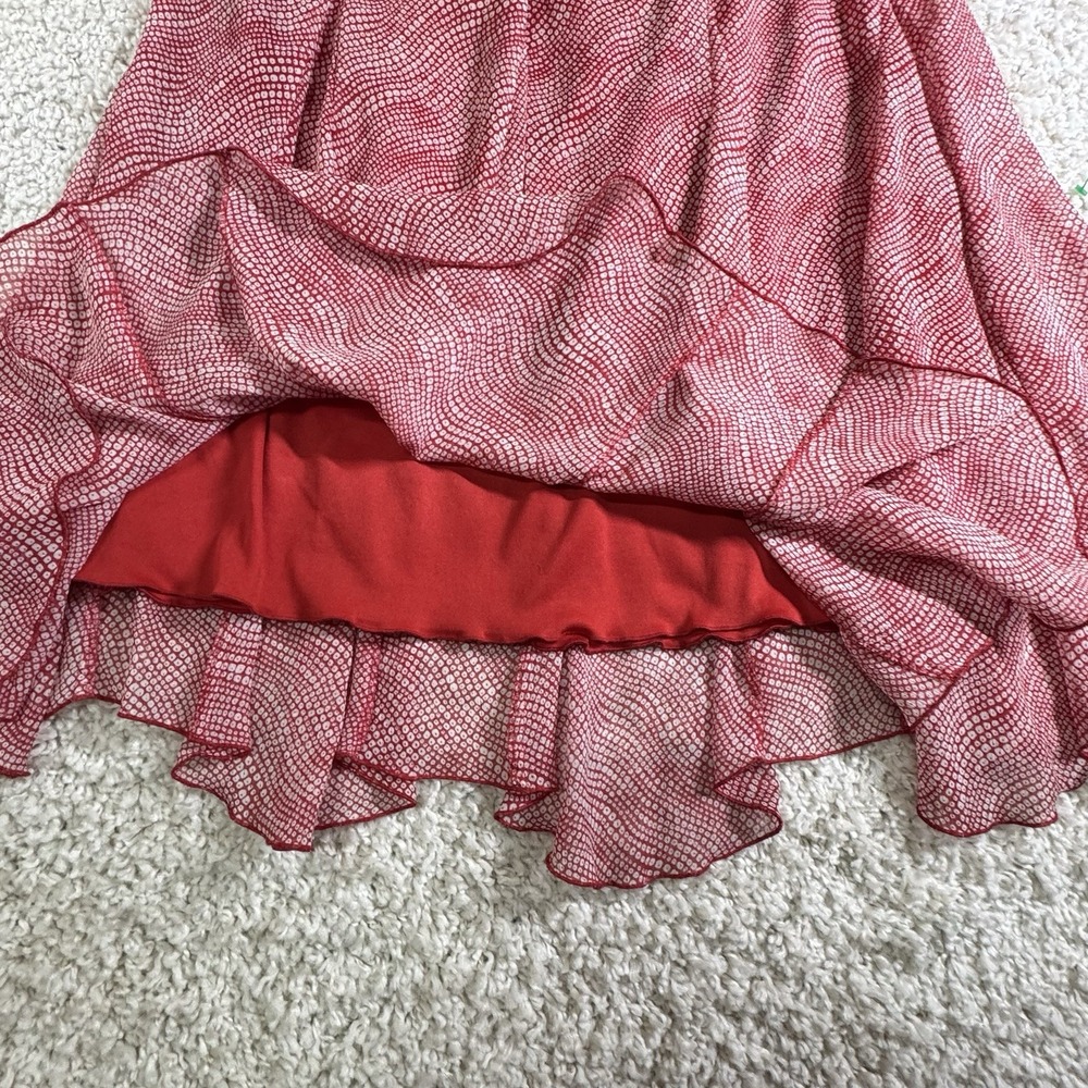 Vintage Tailor By B Moss Skirt Women's Size 2 Red Fairy Asymmetrical Midi Lined - Picture 2 of 7